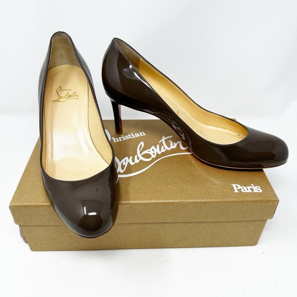 Christian Louboutin Brown Patent Leather Heels - Picture 2 of 12